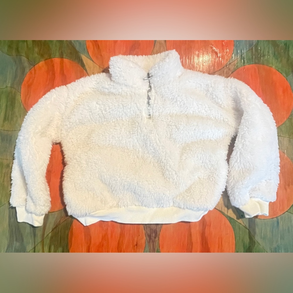 Ideology Toddler Girls Fuzzy Soft Pullover 1/4 Zip White Size 3T Polyester B